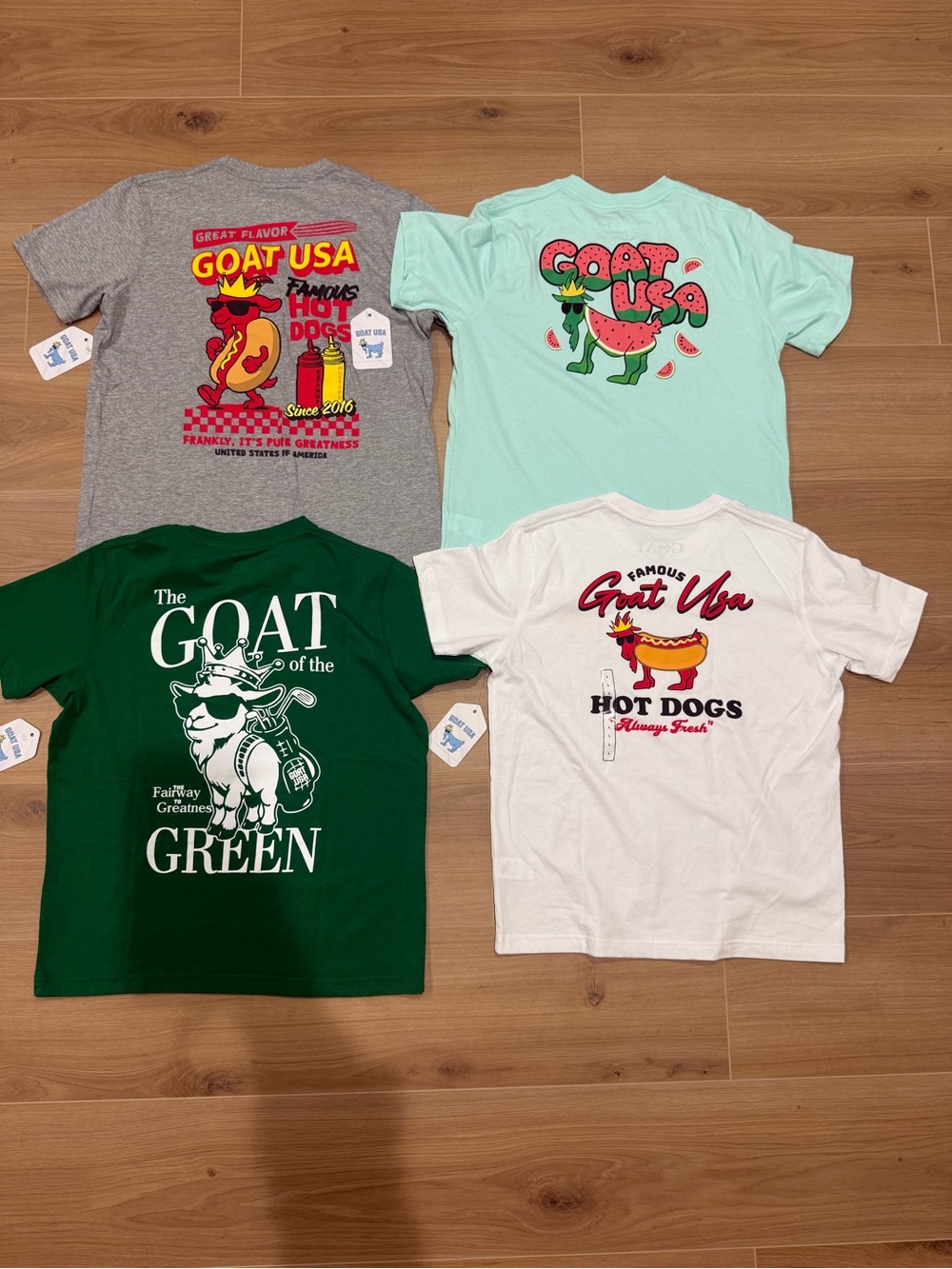 GOAT USA Kids' Short-Sleeve Graphic Tee - White, Green, Mint, Gray - Picture 2 of 6